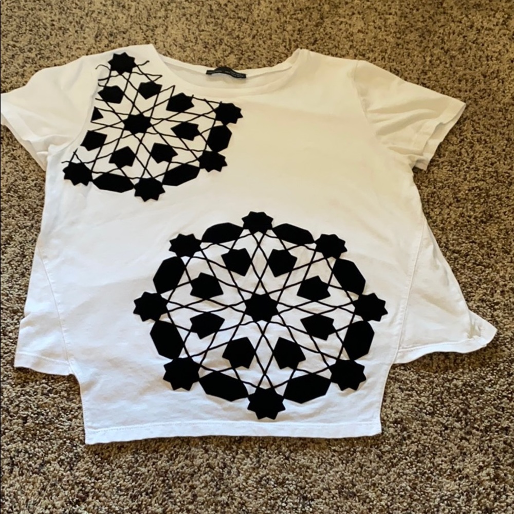 Black and White Detailed Asymmetrical Top